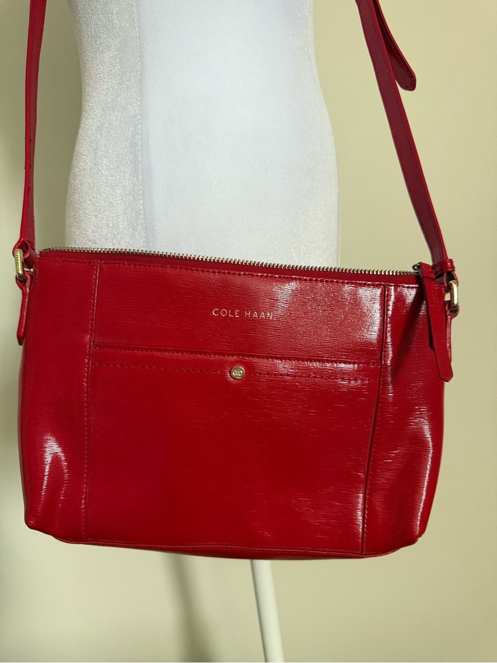 Cole Haan patent Red Leather Crossbody Bag